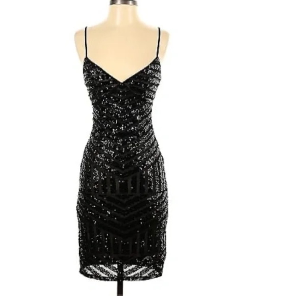 Gorgeous Express black cocktail sequin dress size 10.